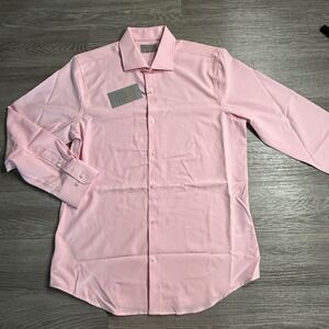 Perry Ellis Portfolio Mens Slim Fit Performance Tech Dress Shirt Pink 15-15.5 M